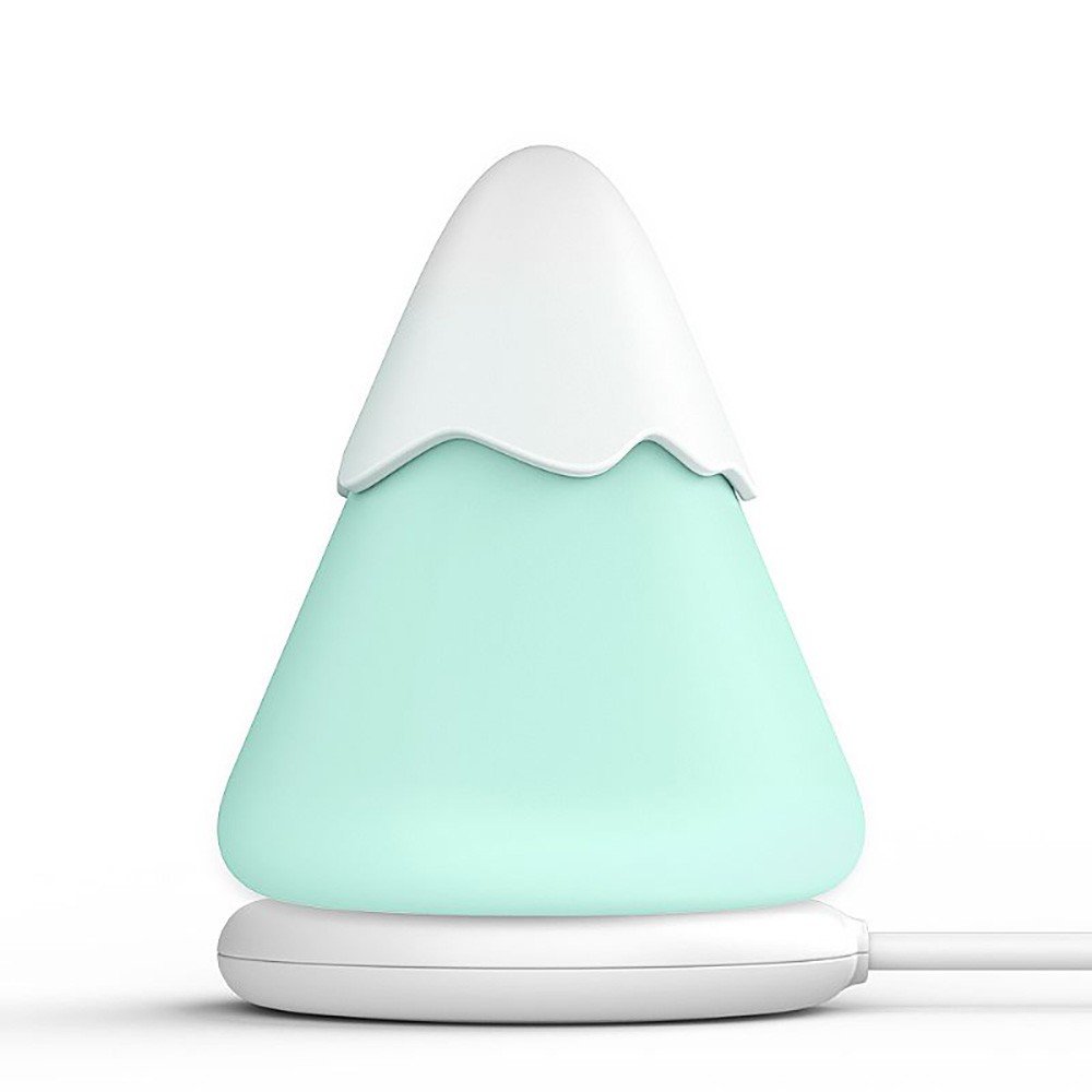 Vibrador Discreto em Silicone Recarregavel 7 Suc��es com LED Colorido Snow Mountain Cyan - vista frontal mostrando o design de montanha nevada.