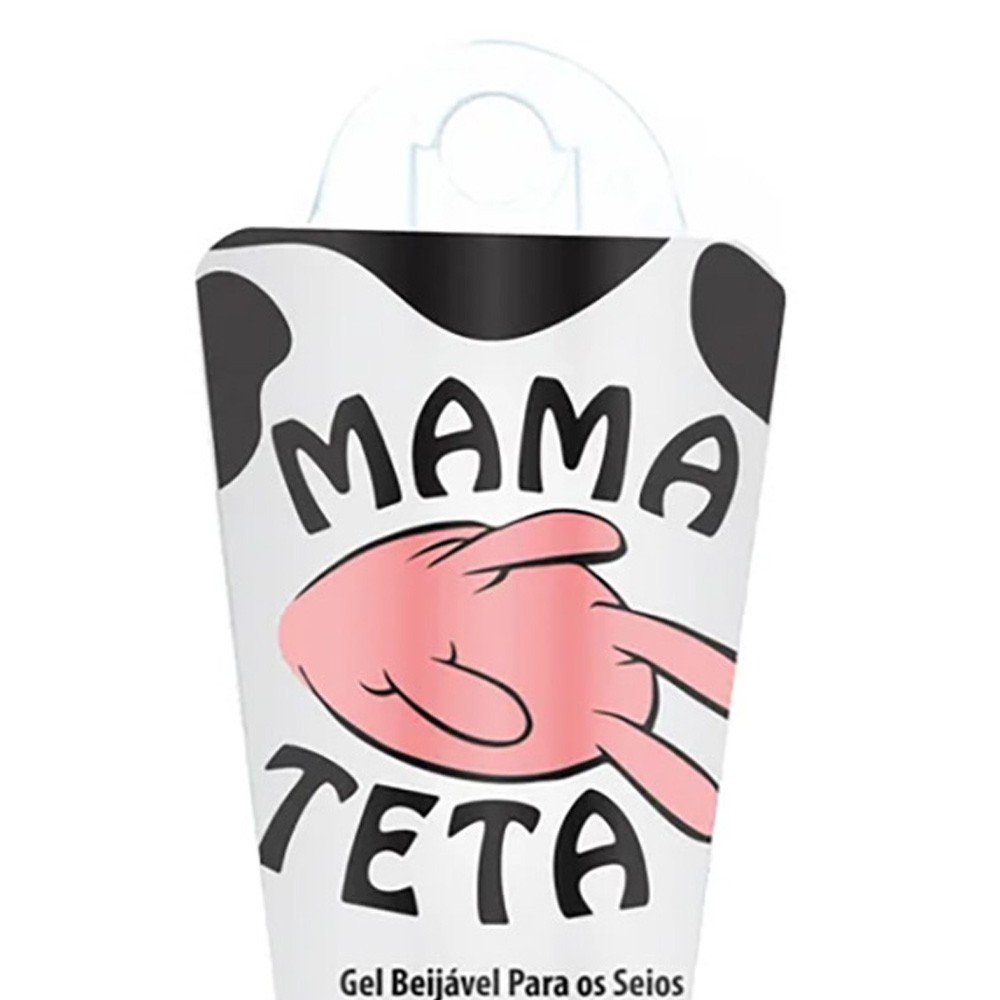 Detalhe da embalagem em formato de 'tetinha de vaca' com a ilustra��o da m�o, o nome 'Mama Teta' e o sabor Ninho
