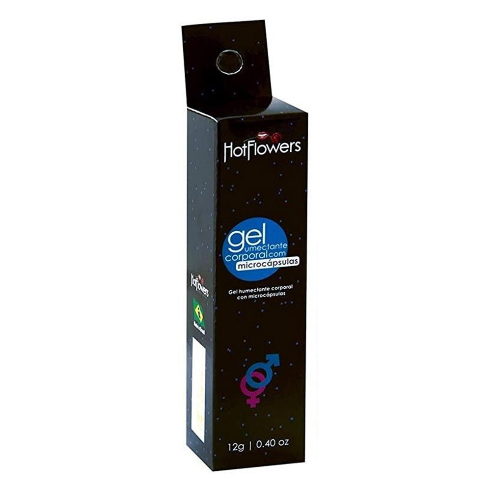 Caixa do Gel Excitante e Lubrificante Hot Flowers com microc�psulas - vista angular