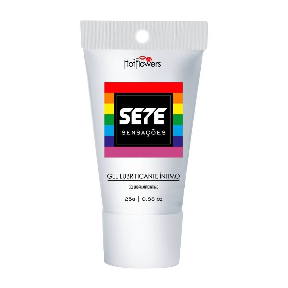 Gel Lubrificante �ntimo Sete Sensa��es 25ml Hot Flowers com design em cores vibrantes e arco-�ris