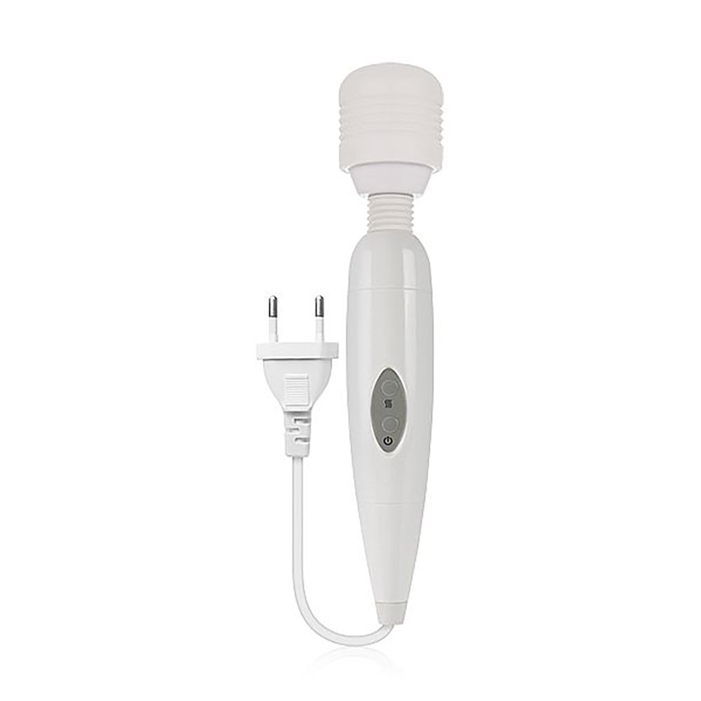 Massageador Er�tico Power Vibe 8 Vibra��es Bivolt 25cm Branco, vista em detalhes do aparelho com cabo el�trico e plug