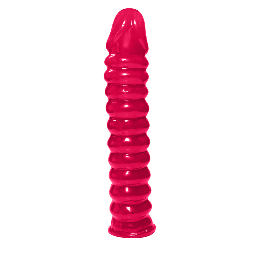 P�nis Anelado em PVC Flex�vel At�xico 22 x 4cm Pink, vista de perfil destacando as anela��es