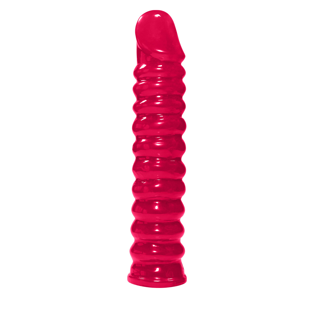 P�nis Anelado em PVC Flex�vel At�xico 22 x 4cm Pink, vista em close da textura anelada