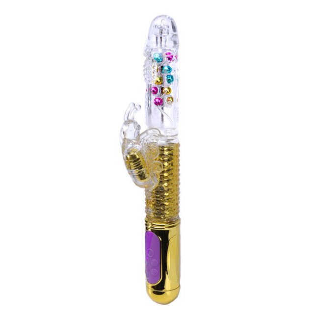 Vibrador Rabbit Multivelocidade Bolinhas Estimuladoras Dourado | Vista frontal