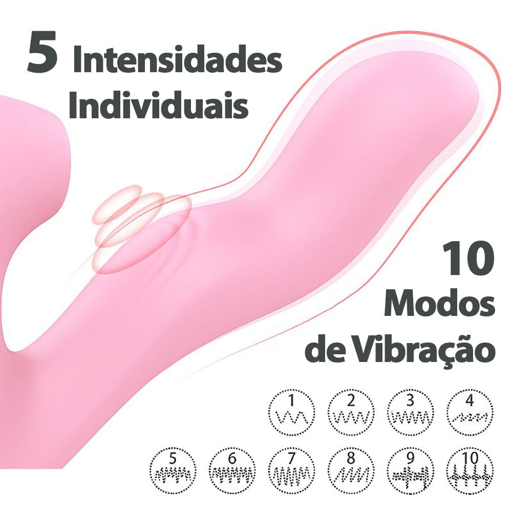 Vibrador Duplo Recarreg�vel em Silicone com 10 Vibra��es Magic Finger Rosa | Foto 04