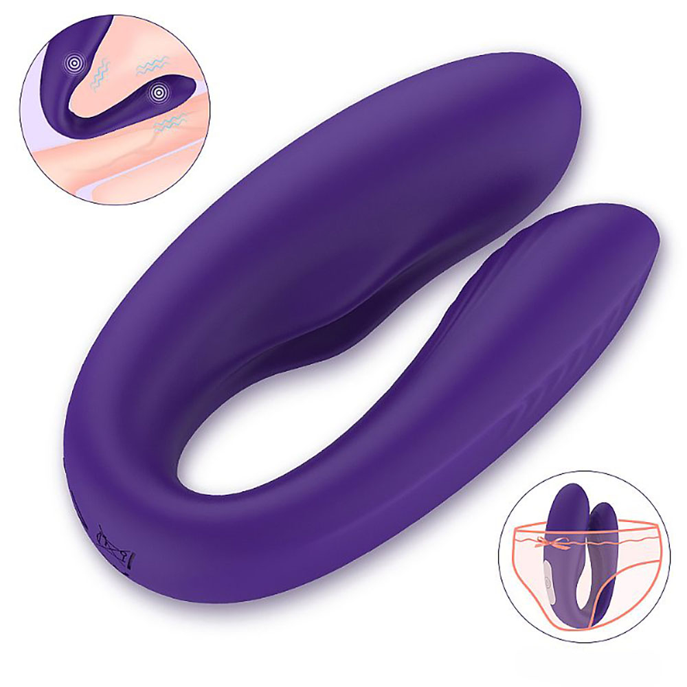 Vibrador para Casal Recarreg�vel em Silicone com 9 Vibra��es Viviana Roxo - Ilustra��o de uso