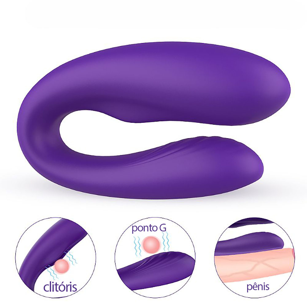 Vibrador para Casal Recarreg�vel em Silicone com 9 Vibra��es Viviana Roxo | Foto 04