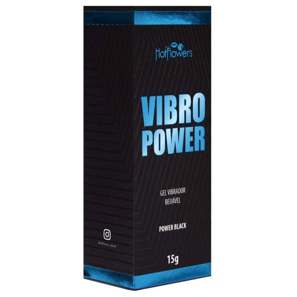 Vibrador L�quido Beij�vel Vibro Power Black 15g | Detalhe da embalagem frontal