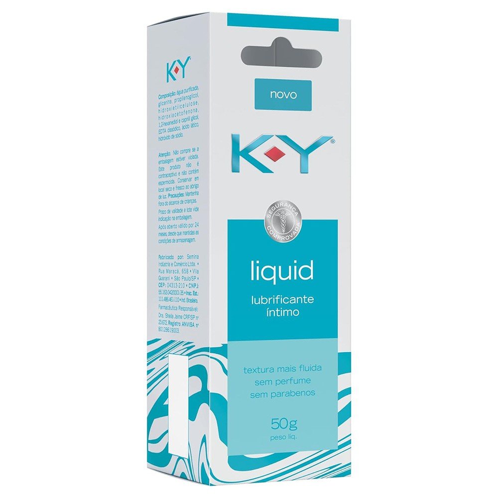 Detalhe da embalagem e informa��es do Lubrificante �ntimo KY Liquid