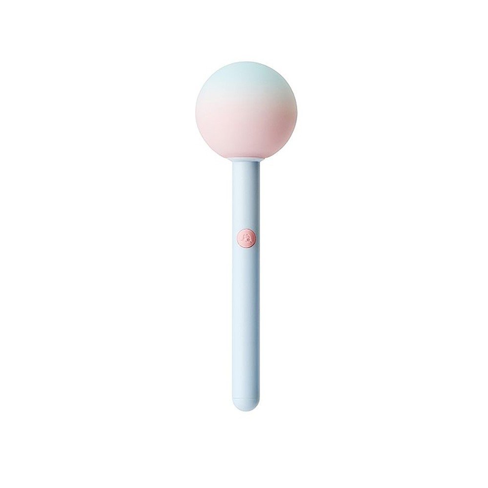 Vibrador Discreto em Silicone Recarreg�vel 10 Vibra��es Pirulito Azul, destaque para corpo em silicone e bot�o de controle