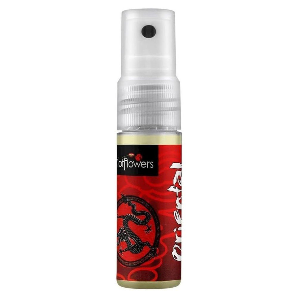 Excitante Unissex em Spray Esquenta e Esfria Oriental Hot Flowers - Vis�o detalhada do frasco do excitante em spray