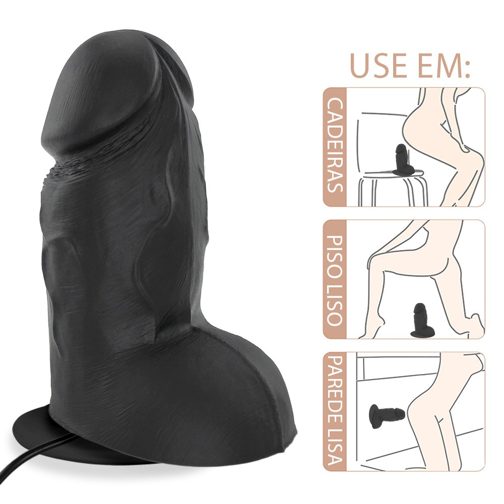 P�nis Real�stico em PVC Flex�vel com Escroto, Ventosa e Vibrador Mozinho | Usos sugeridos com ventosa