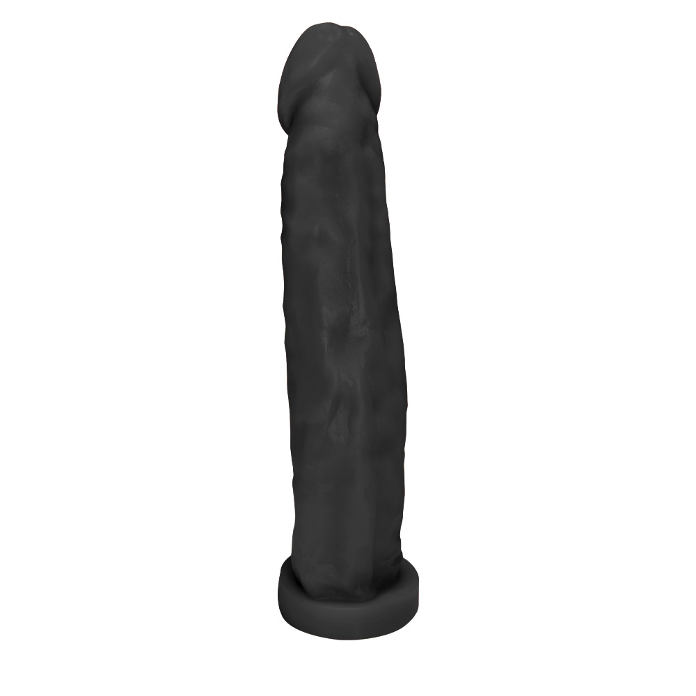 P�nis Gigante e Grosso Flex�vel com Base Enorme 29 x 5,5cm Preto | Vista lateral inclinada