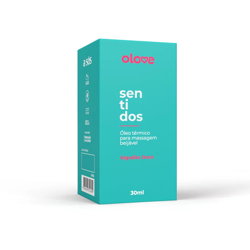 �leo para massagem sensual Olove Sentidos Algod�o Doce 30ml em sua embalagem