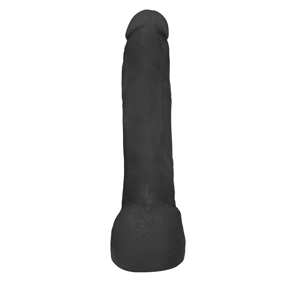 P�nis Real�stico Feito em PVC Flex�vel com Escroto Ron Jeremy 21 x 4,5cm Preto - Vista lateral do dildo