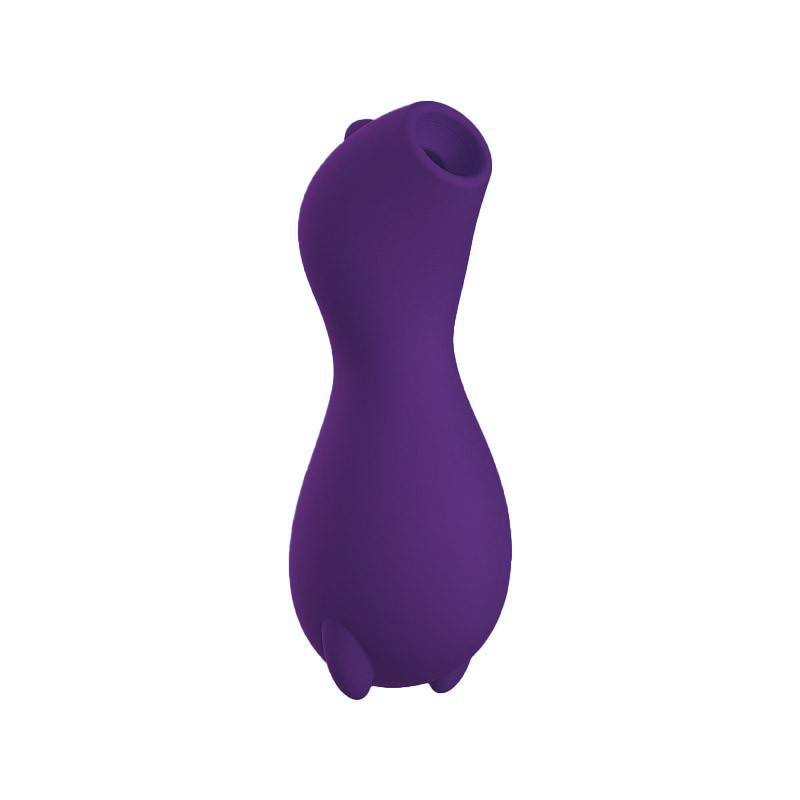 Pulsador de Clit�ris em Silicone Recarreg�vel Roxo - Vista lateral do produto destacando o design ergon�mico e o bico male�vel.