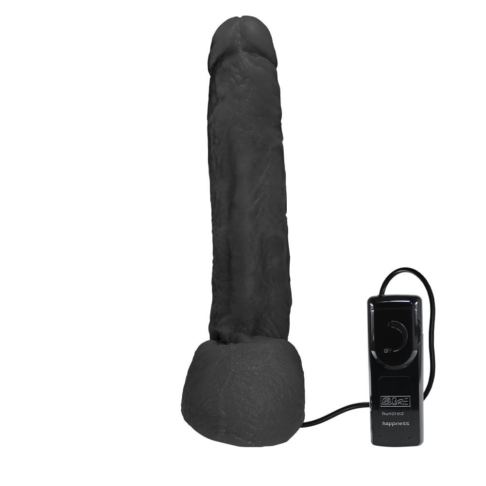P�nis JeFree com ventosa e vibrador em PVC Flex�vel, em detalhe texturizado e acabamento realista