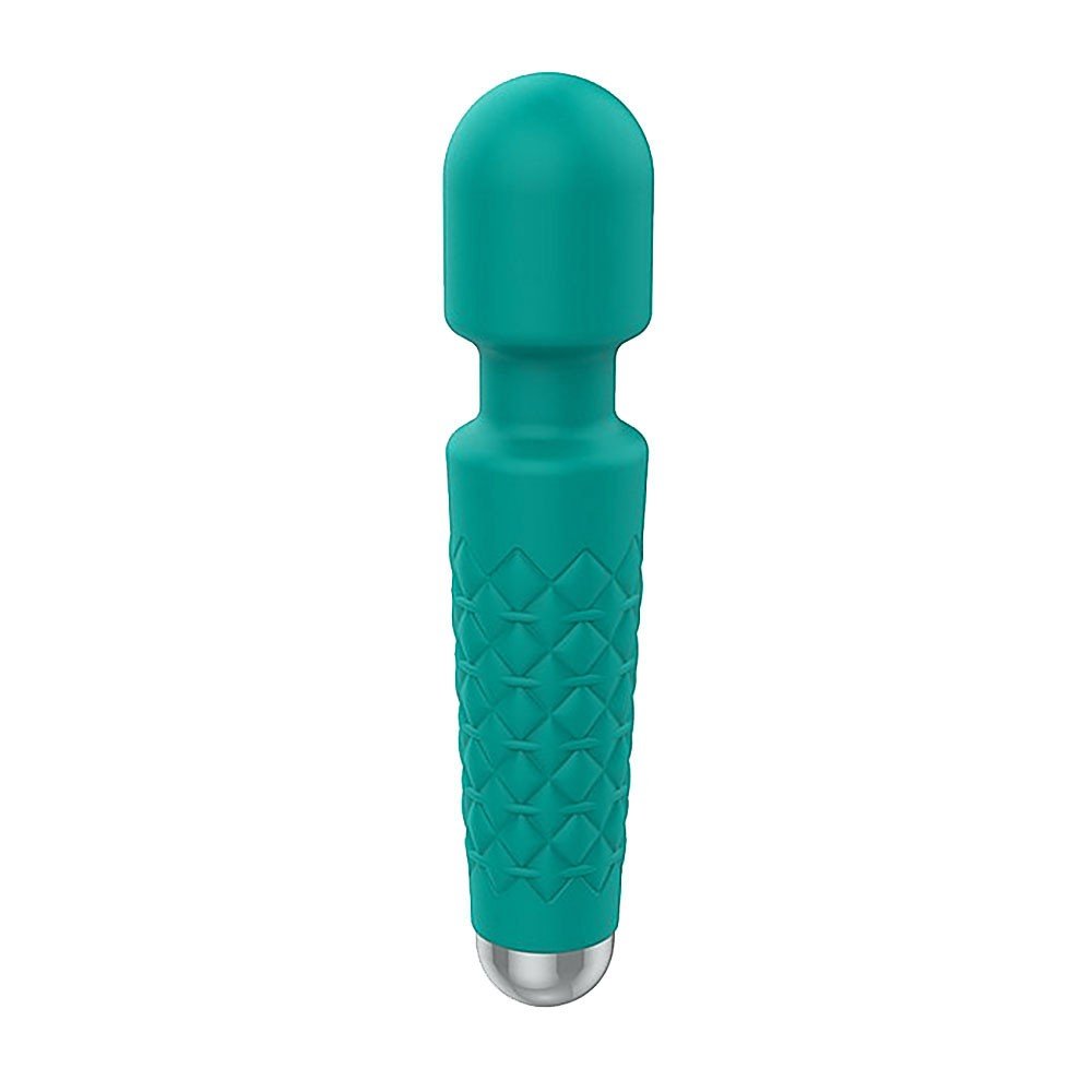 Massageador Er�tico em Silicone Recarreg�vel Verde, vista frontal com detalhes da textura e bot�es