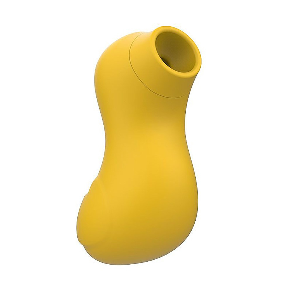Estimulador para Clit�ris em Silicone Recarreg�vel com 7 Pulsa��es Amarelo | Vista lateral do estimulador mostrando a curva ergon�mica