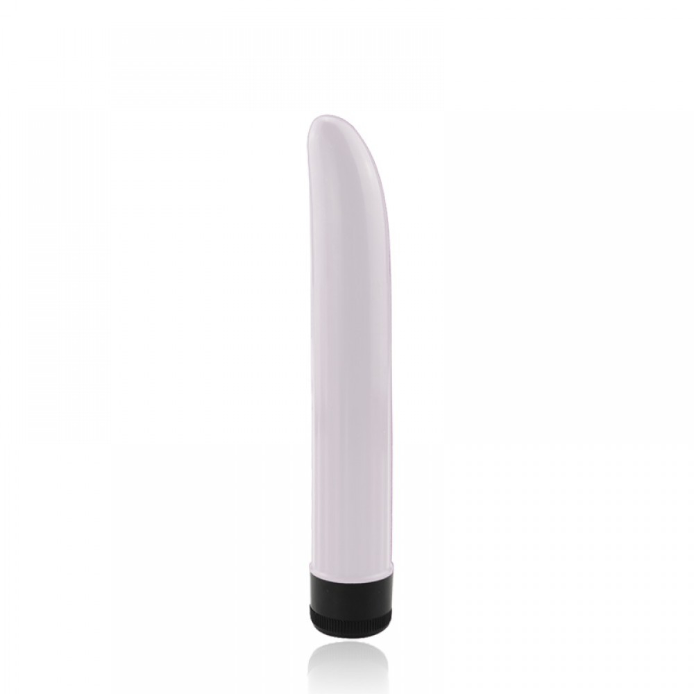 Vibrador Personal Multivelocidade com Textura Canelada 17,5 x 2,5cm Branco ao lado da embalagem