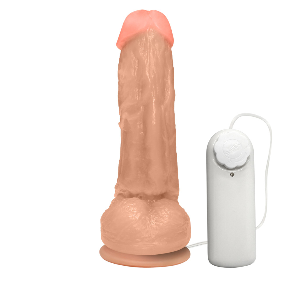 P�nis Real�stico Feito em PVC Flex�vel com Escroto, Vibrador e Ventosa King 19 x 5cm Bege - Foto 03