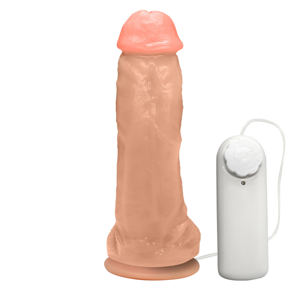 P�nis Real�stico Feito em PVC Flex�vel com Escroto, Vibrador e Ventosa King 19 x 5cm Bege - Foto 04