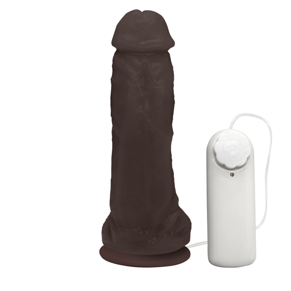 P�nis Real�stico Feito em PVC Flex�vel com Escroto, Vibrador e Ventosa King 19 x 5cm Marrom | Foto 04