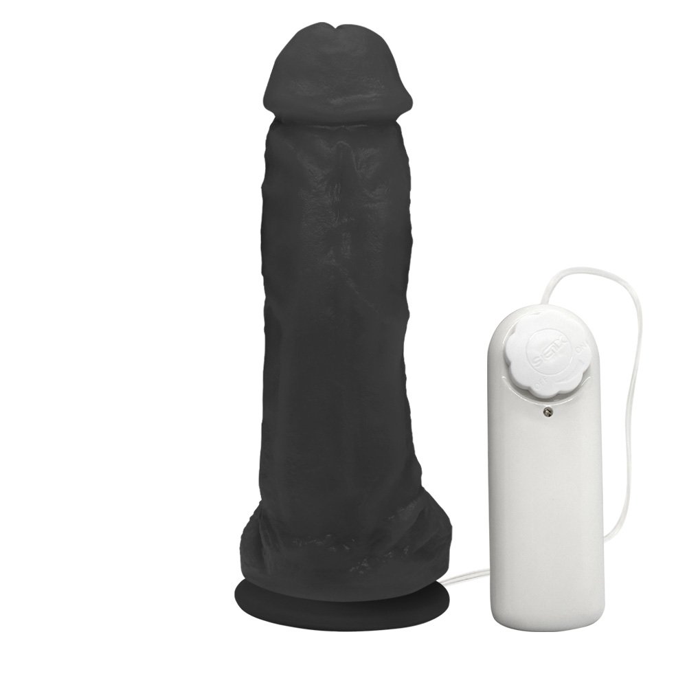 P�nis Real�stico Feito em PVC Flex�vel com Escroto, Vibrador e Ventosa King 19 x 5cm Preto | Foto 04