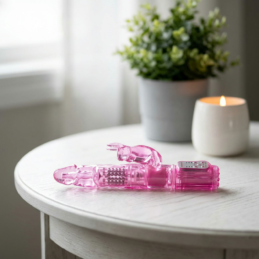 Vibrador Rabbit Rotativo com 7 Velocidades 22,5 x 3cm Rosa | Foto 04