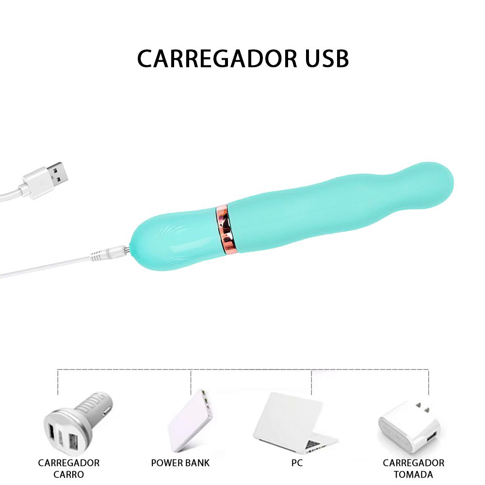 Vibrador Ponto G Recarreg�vel em ABS e Silcone 10 Vibra��es Taha Cyan | Foto 05