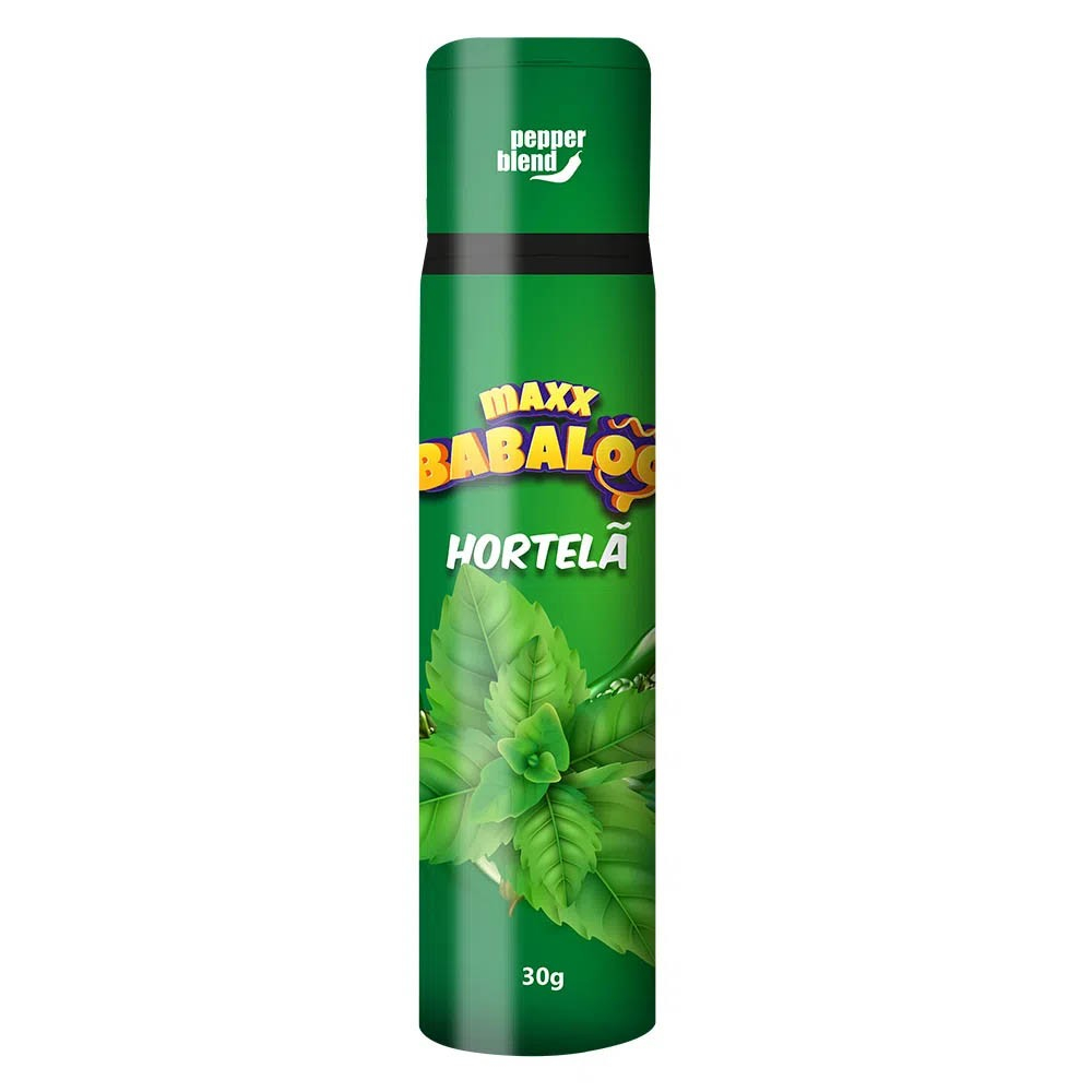 Gel para Sexo Oral Comest�vel Maxx Babaloo Hortel� 30g - Frasco verde com logo Maxx Babaloo Hortel�