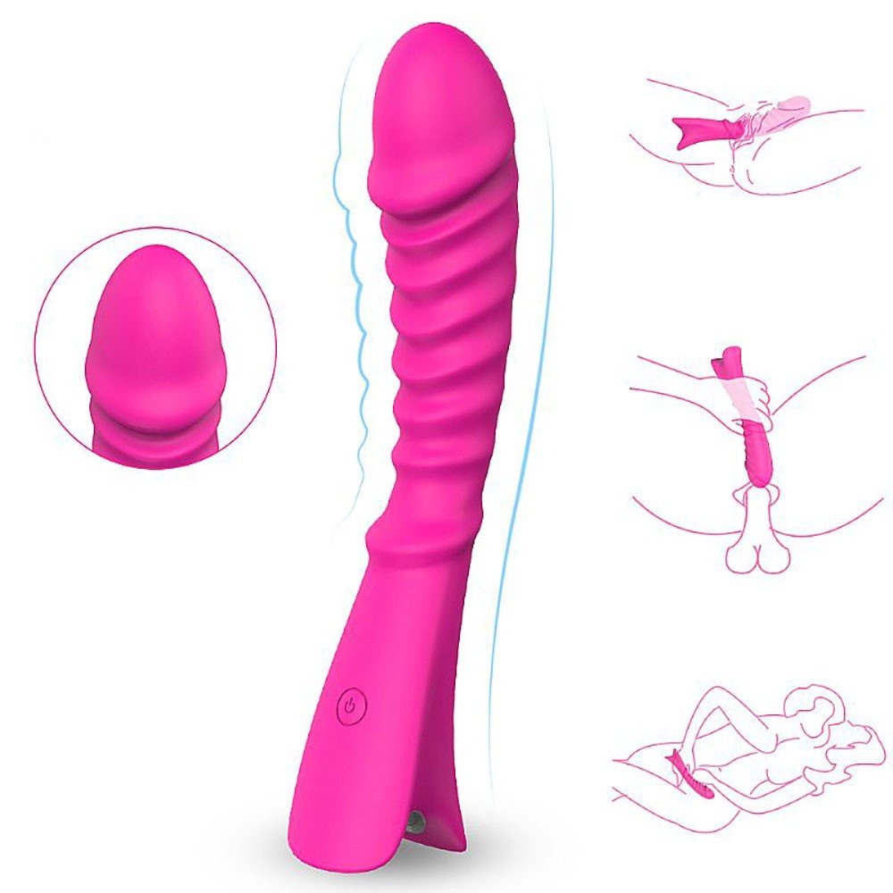 Vibrador Feminino TOPI Pink com 9 vibra��es, � prova d'�gua, mostrando seu formato ondulado e curvatura ergon�mica