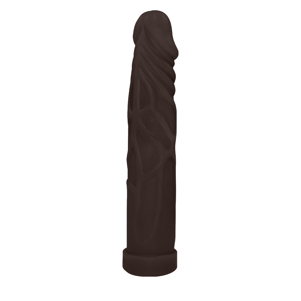 P�nis Real�stico Feito em PVC Flex�vel Tall 17,5 x 3,25cm Marrom em vista lateral, exibindo detalhes da textura e flexibilidade