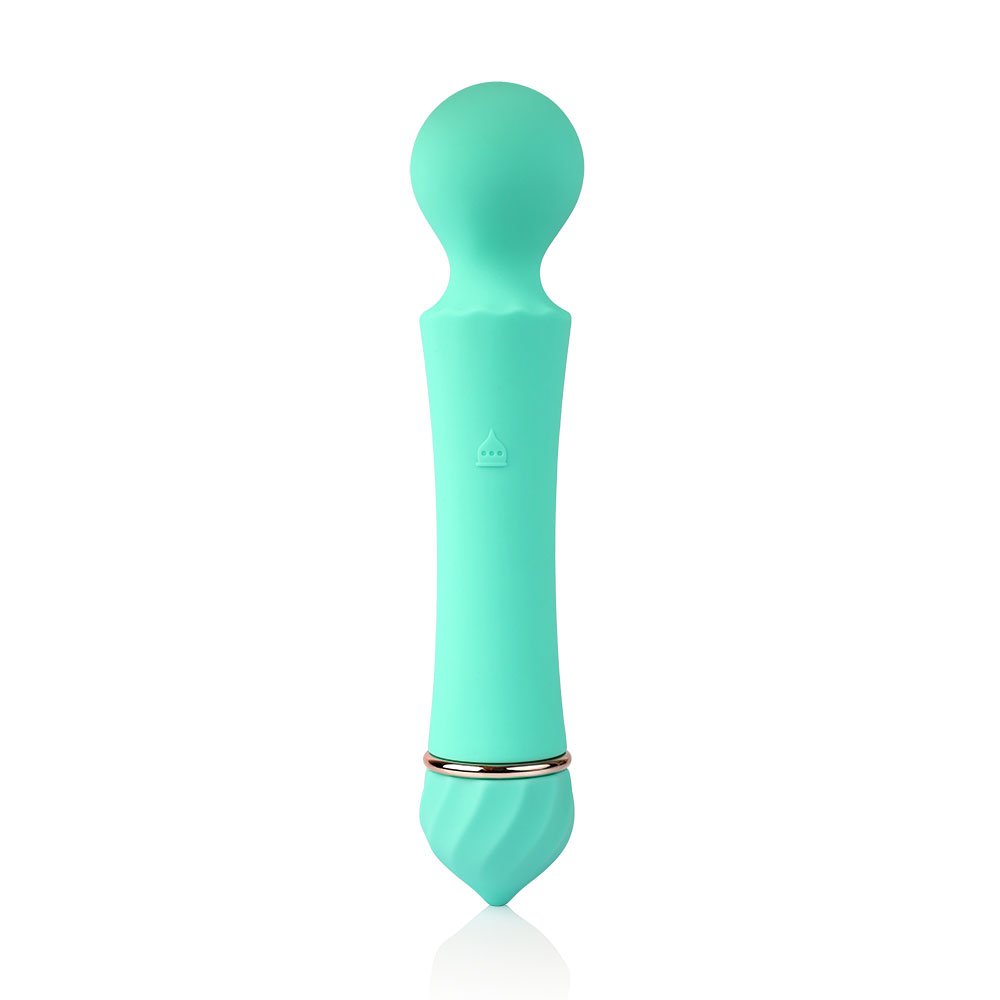 Massageador er�tico Shiva Cyan em silicone com 11 vibra��es - vista frontal