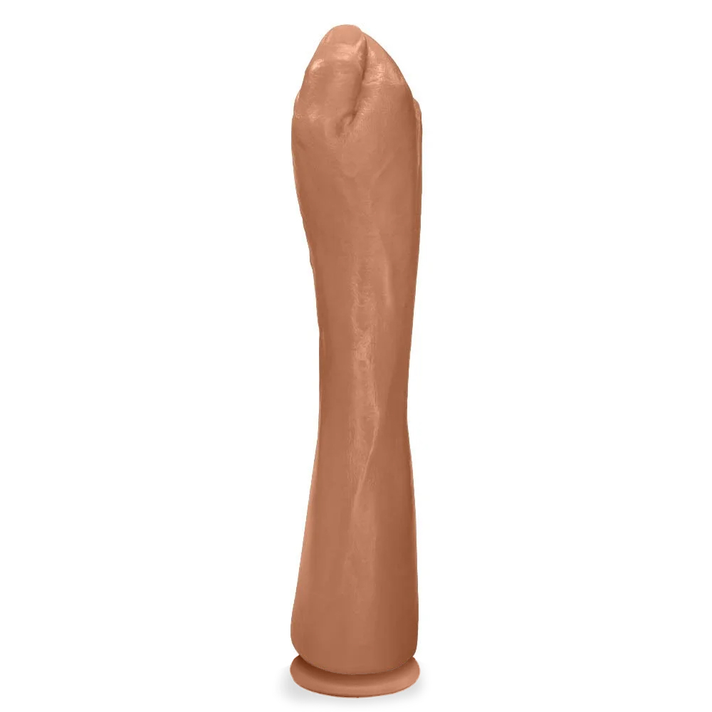 M�o Er�tica Real�stica com Ventosa Hand Fist Bege, vista de perfil, destacando as dobras da m�o fechada e o realismo.