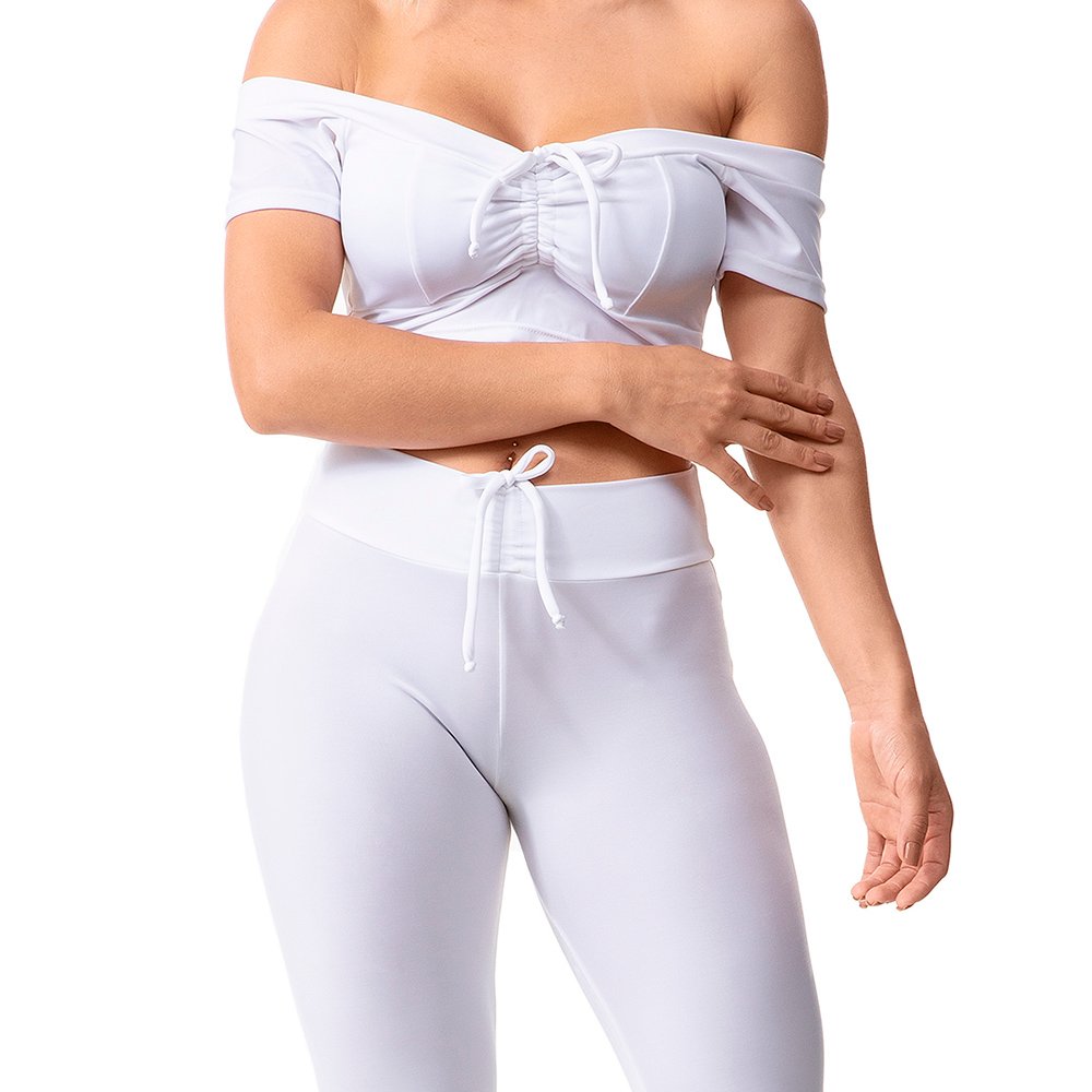 Conjunto Sensual em Suplex Poli�ster com Cal�a Sexy Levanta Bumbum e Cropped Branco | Foto 05
