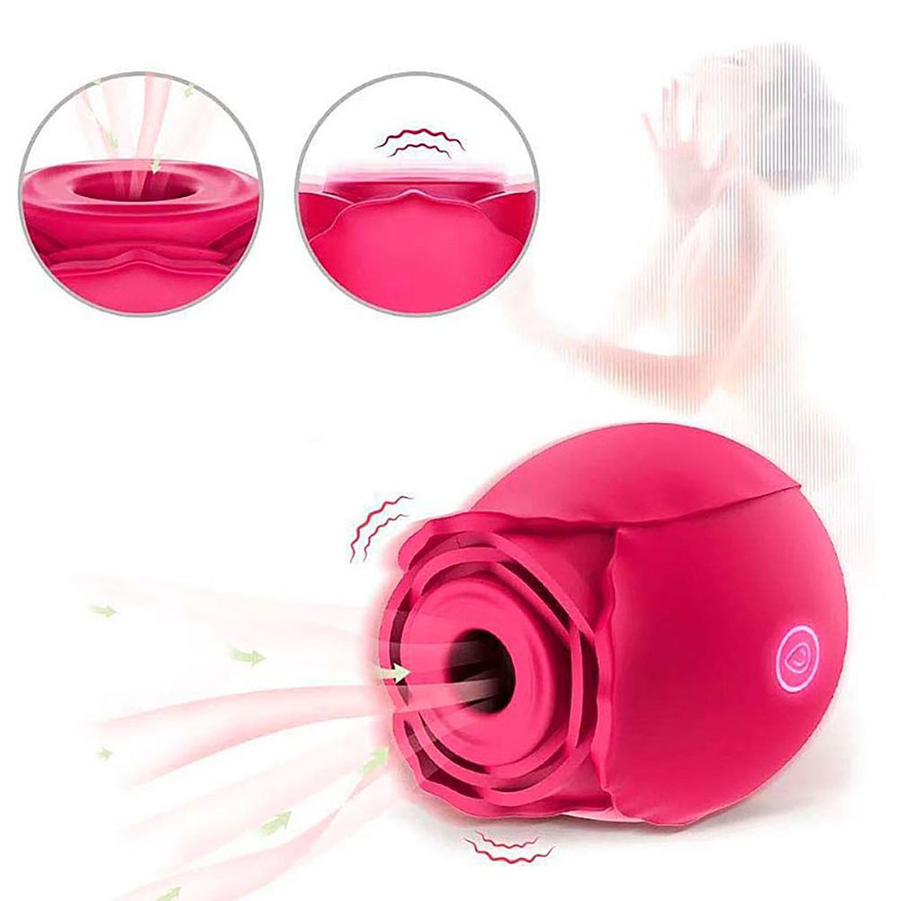 Vibrador Discreto em Silicone Recarreg�vel com 10 Modos de Pulsa��o Vermelho - vista do orif�cio de suc��o com ondas vibrat�rias