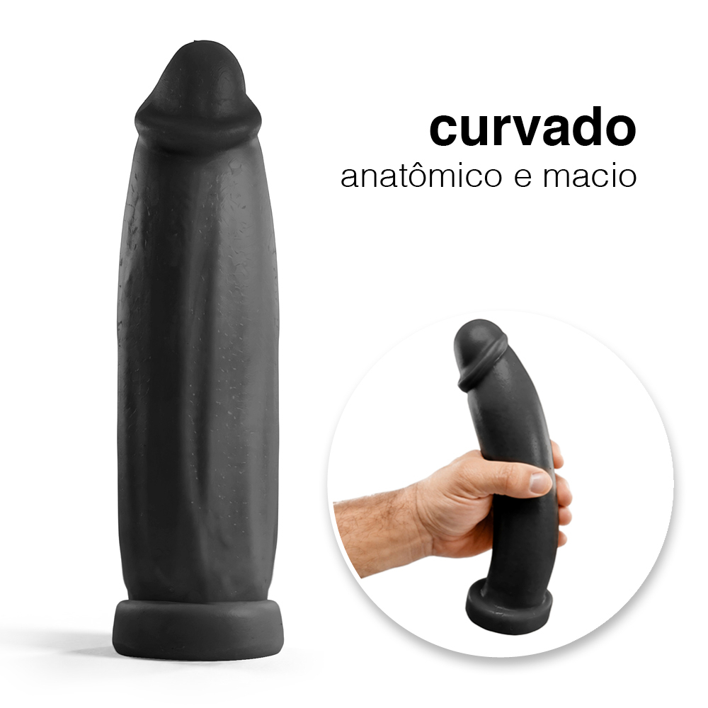 P�nis Grande e Grosso Bananinha | Dildo em PVC Flex�vel 24x6cm Bege em destaque, mostrando sua curvatura e cor