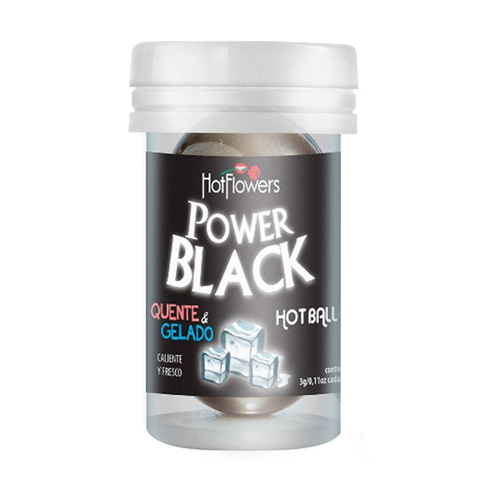 Bolinha de �leo Corporal Power Black Menta em frasco, pronta para uso com o efeito esquenta e esfria