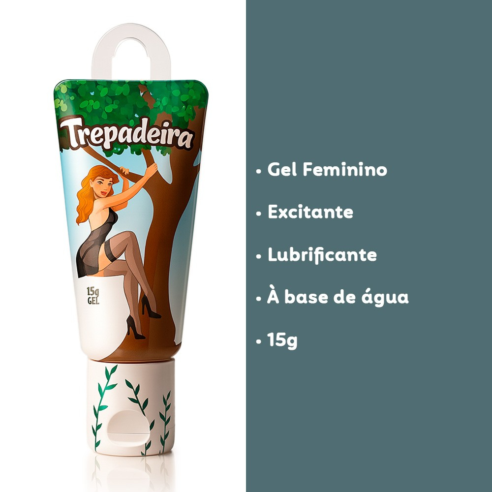 Gel Excitante Feminino Trepadeira 15ml com lista de benef�cios: Gel Feminino, Excitante, Lubrificante, � base de �gua, 15g