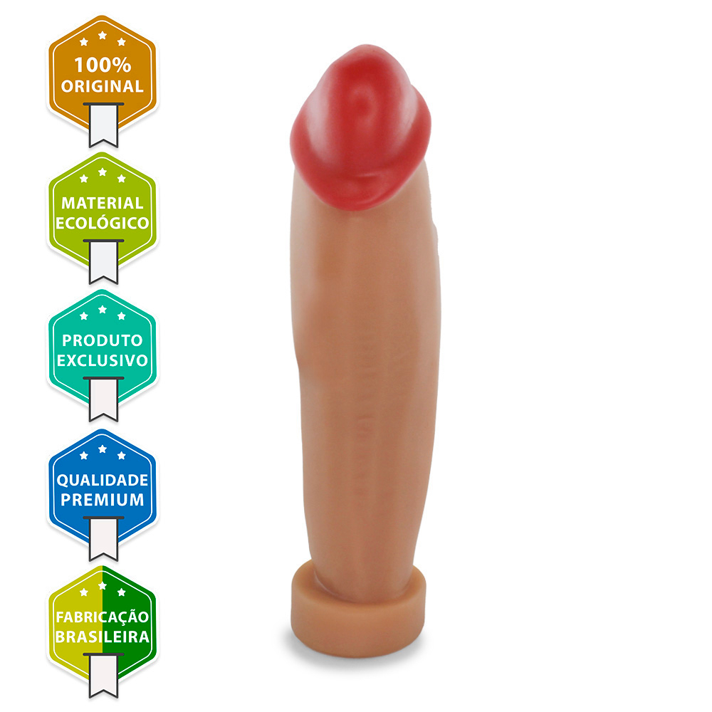 P�nis Gigante e Grosso Banana - Dildo em PVC Flex�vel 30 x 6,9cm Bege em detalhe da base e estrutura