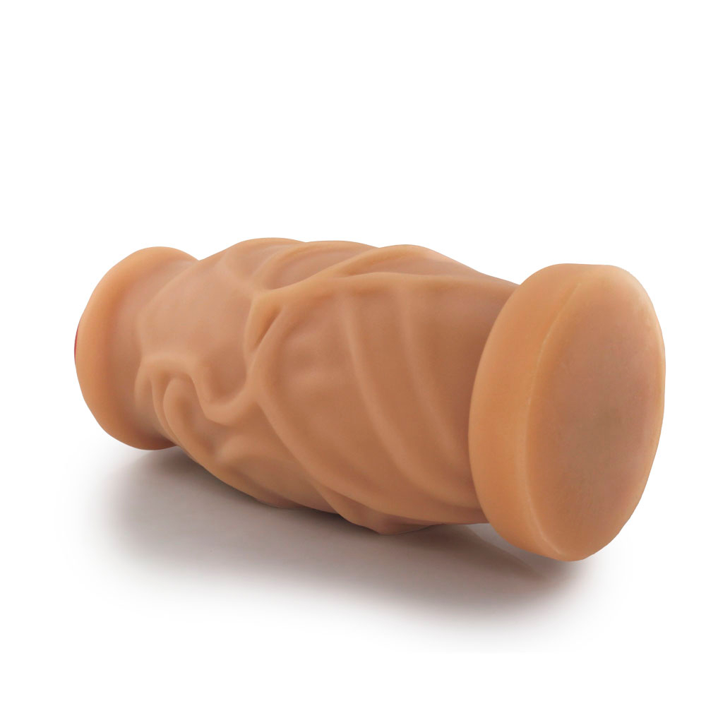 P�nis Gigante e Grosso Cogumelo bege, vista lateral mostrando base est�vel e veias salientes