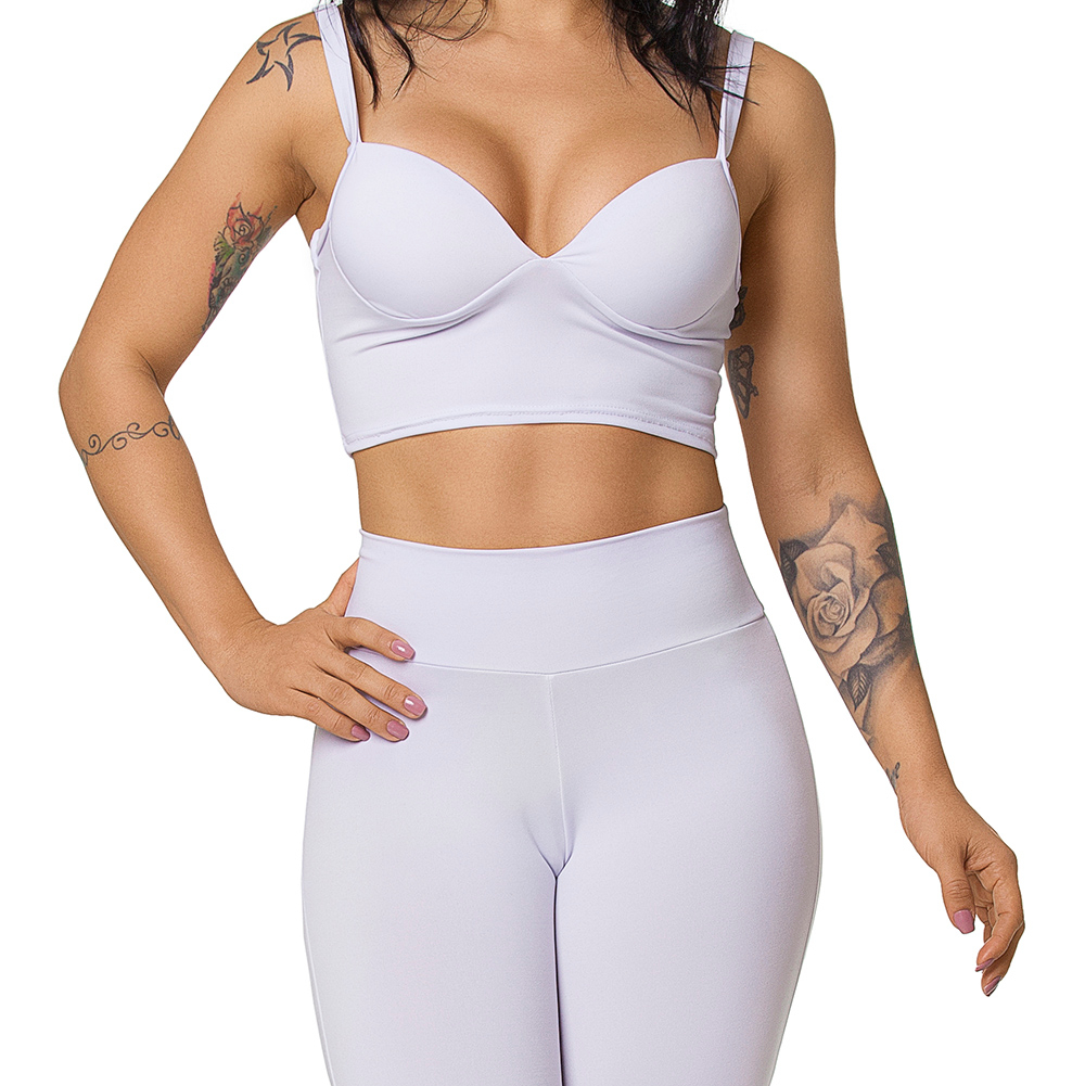 Conjunto Sensual Sexy em Suplex Poliamida com Bojo Cal�a Flare Branco | Foto 05