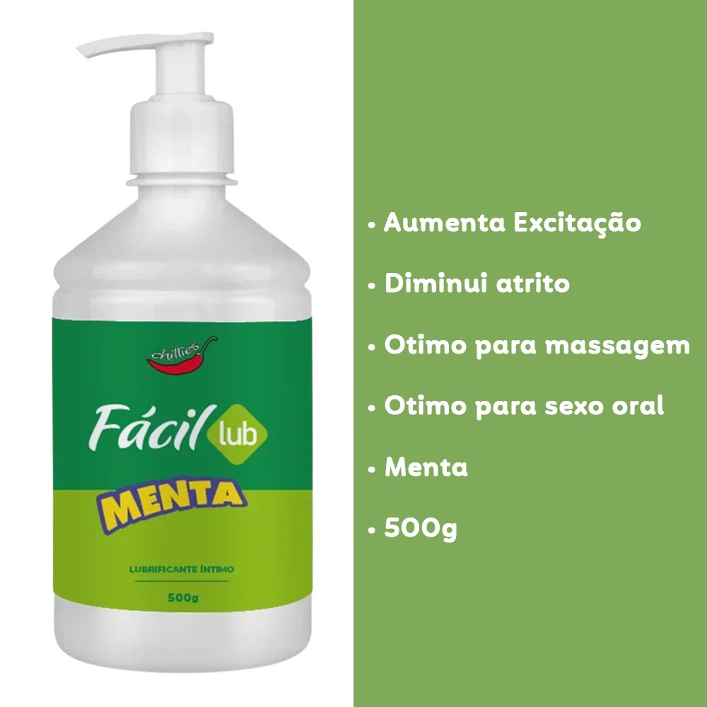 Lubrificante � Base de �gua Beij�vel F�cil Lub Sabor Menta 500g | Aumenta excita��o, diminui atrito, �timo para massagem e sexo oral