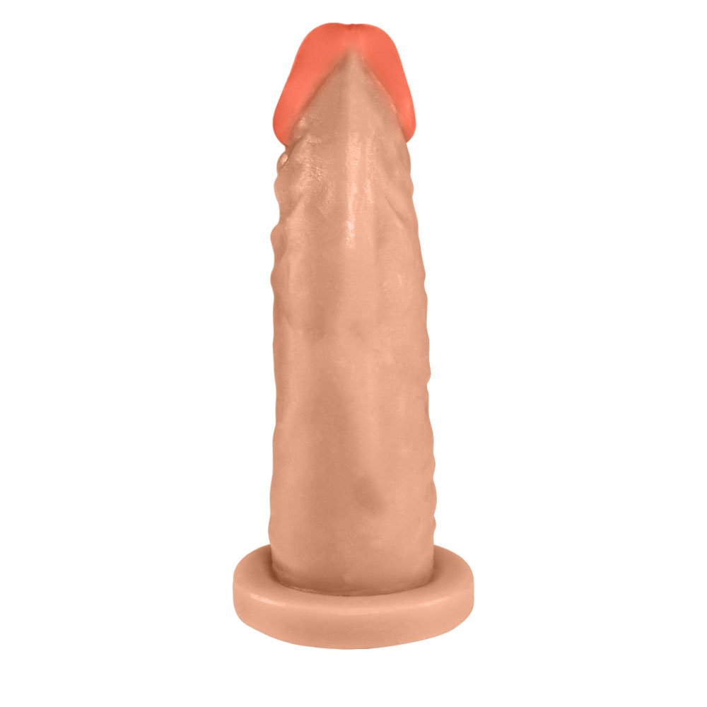 P�nis Maci�o Lindo em PVC Flex�vel At�xico para Cinta 14,5 x 4cm Bege | Foto 03