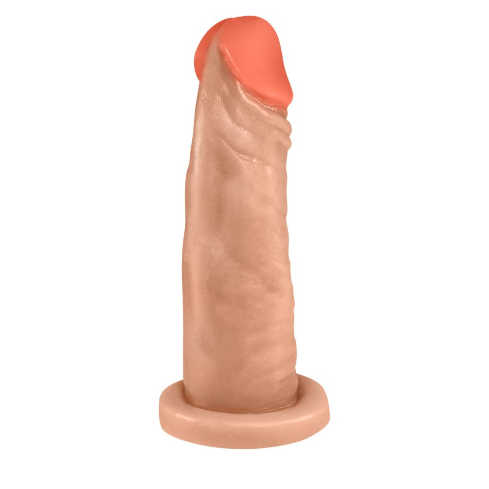 P�nis Maci�o Lindo em PVC Flex�vel At�xico para Cinta 14,5 x 4cm Bege | Foto 04