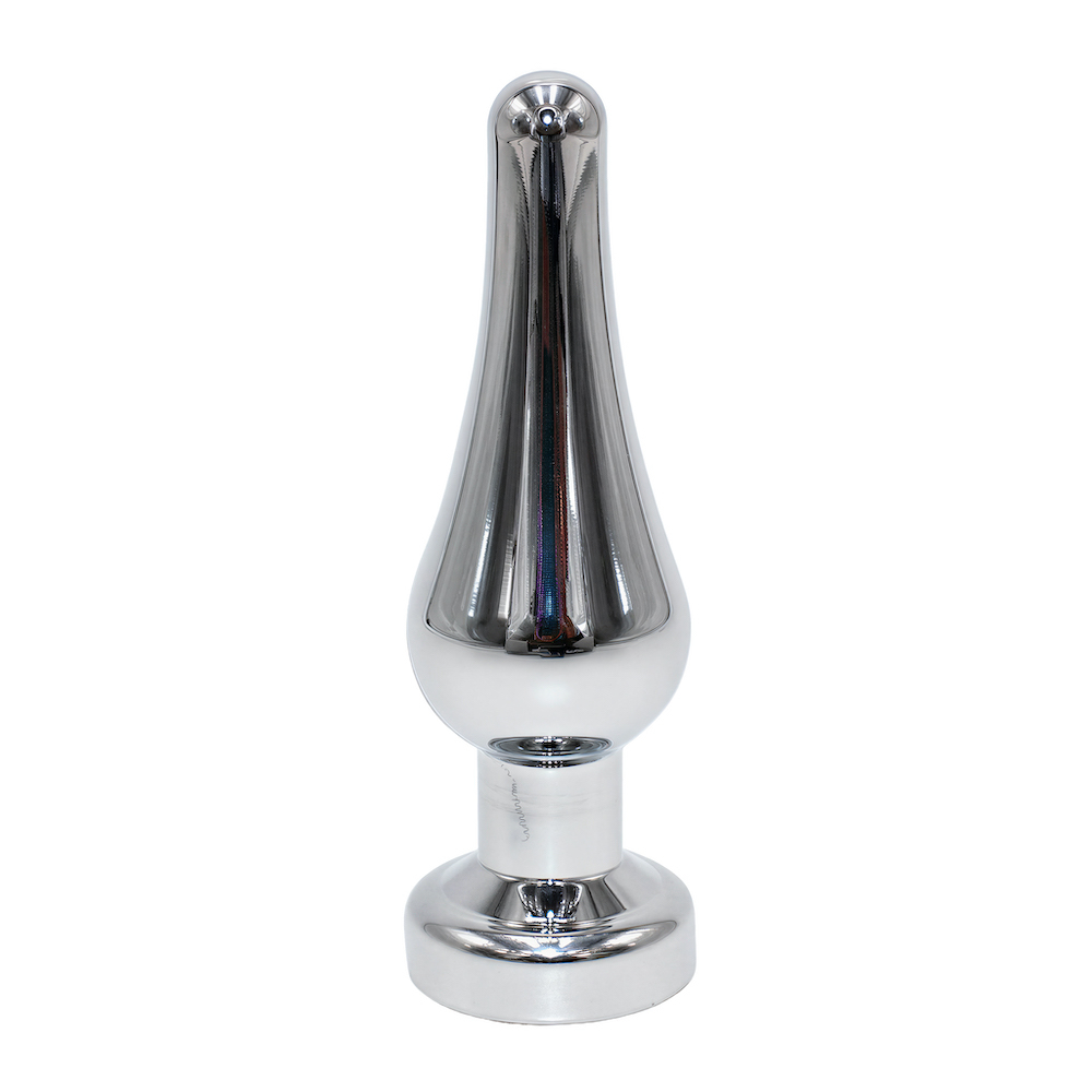 Plug Anal Joia em A�o Inox Tamanho M com Cristal Roxo e Formato C�nico Anat�mico de 10 x 3cm | Foto 03
