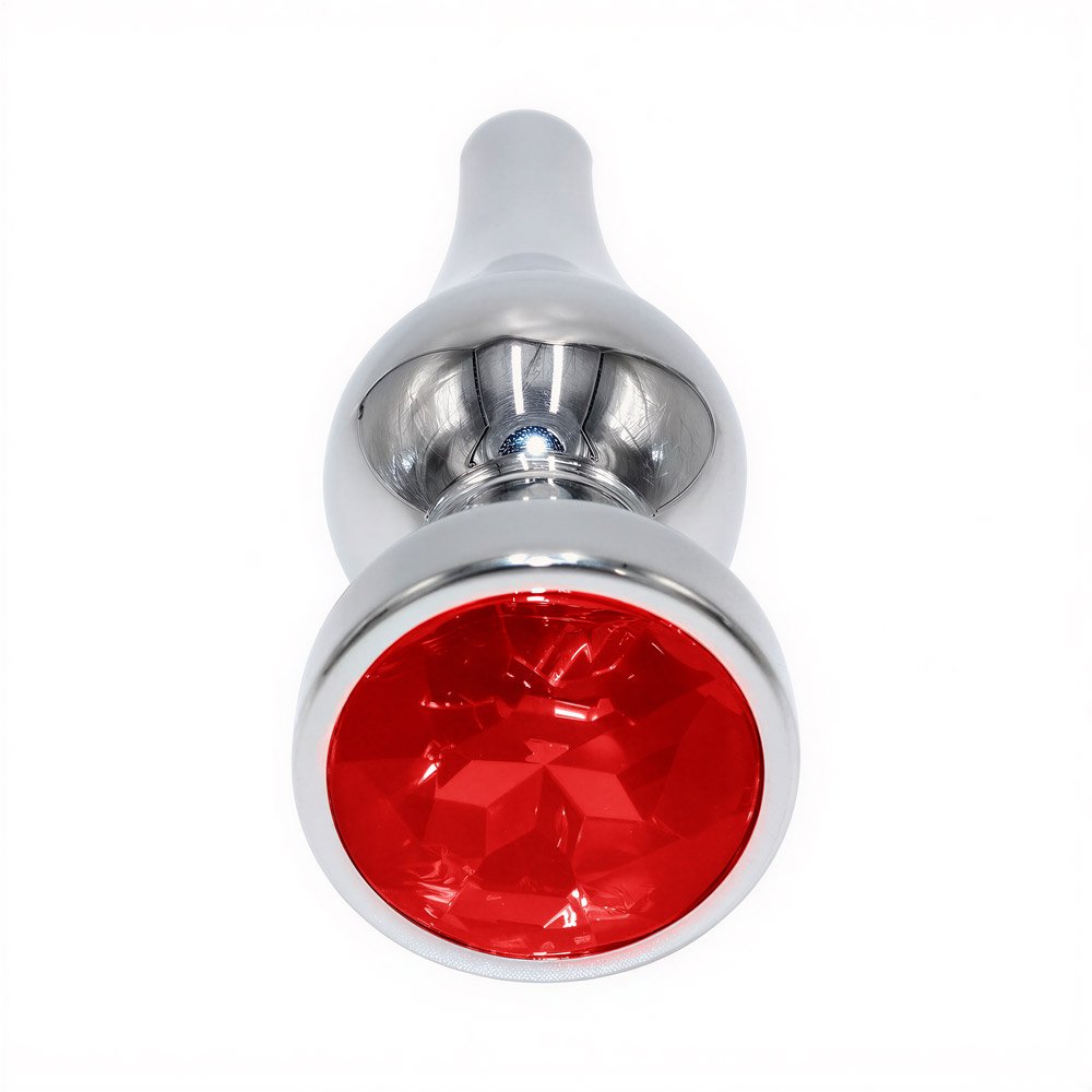 Plug Anal Joia em A�o Inox Tamanho M com Cristal Vermelho e Formato C�nico Anat�mico de 10 x 3cm | Foto 04
