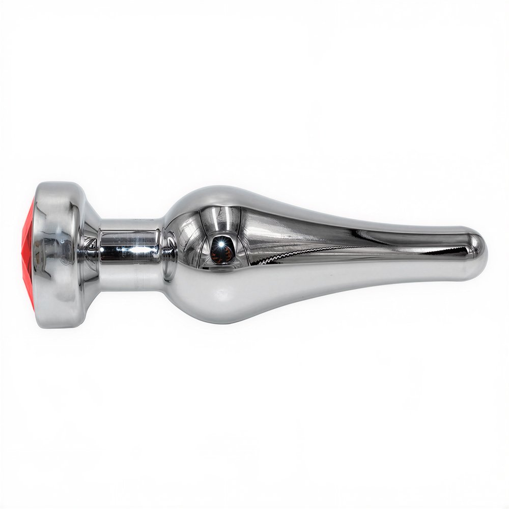 Plug Anal Joia em A�o Inox Tamanho M com Cristal Vermelho e Formato C�nico Anat�mico de 10 x 3cm | Foto 05