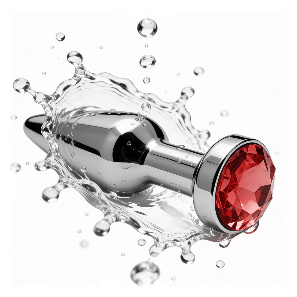 Plug Anal Joia em A�o Inox Tamanho P com Cristal Verm e Formato C�nico Progressivo de 11 x 2,8cm | Foto 05